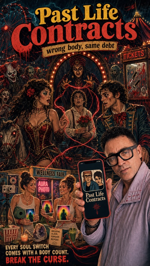 Wrong body, same debt — carnival poster