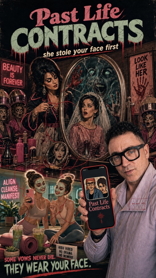 She stole your face first — beauty horror poster