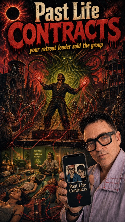 Your retreat leader sold the group — cosmic cult poster
